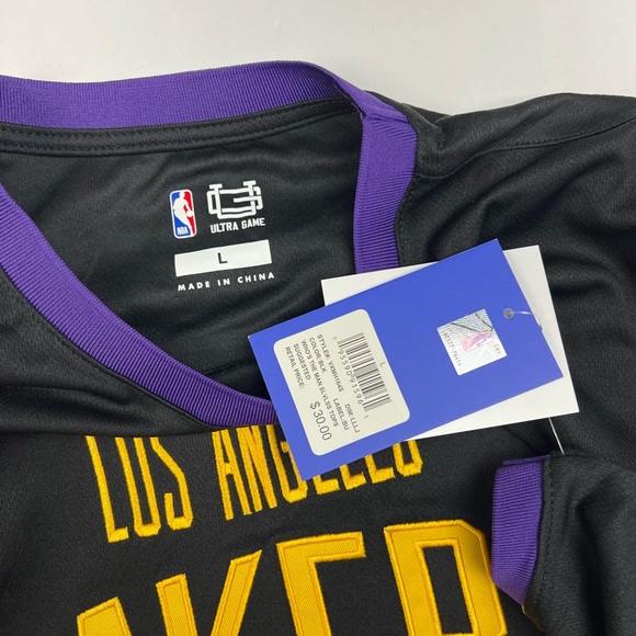 NBA LeBron James #23 Los Angeles Lakers Basketball Jersey Size L Black Gold - Picture 9 of 10